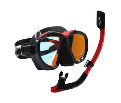 Masque & Tuba Coral Sénior Noir & Rouge