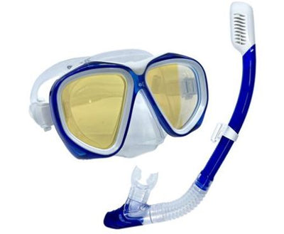 Masque & Tuba Coral Sénior Blanc & Bleu