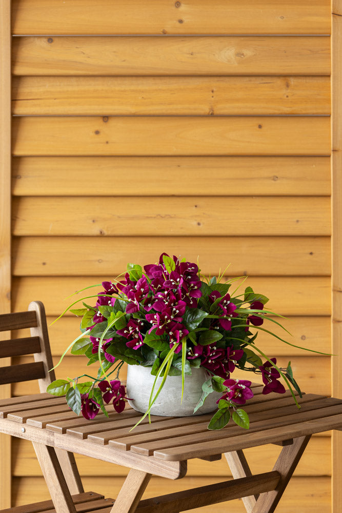 Centre de Table Bougainvilliers Mauve Pot Béton