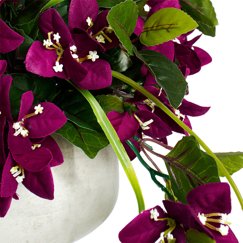 Centre de Table Bougainvilliers Mauve Pot Béton