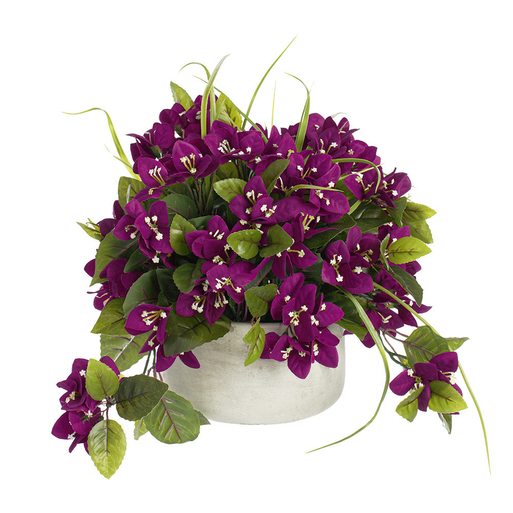 Centre de Table Bougainvilliers Mauve Pot Béton