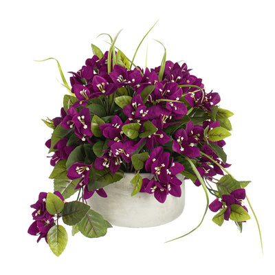 Centre de Table Bougainvilliers Mauve Pot Béton