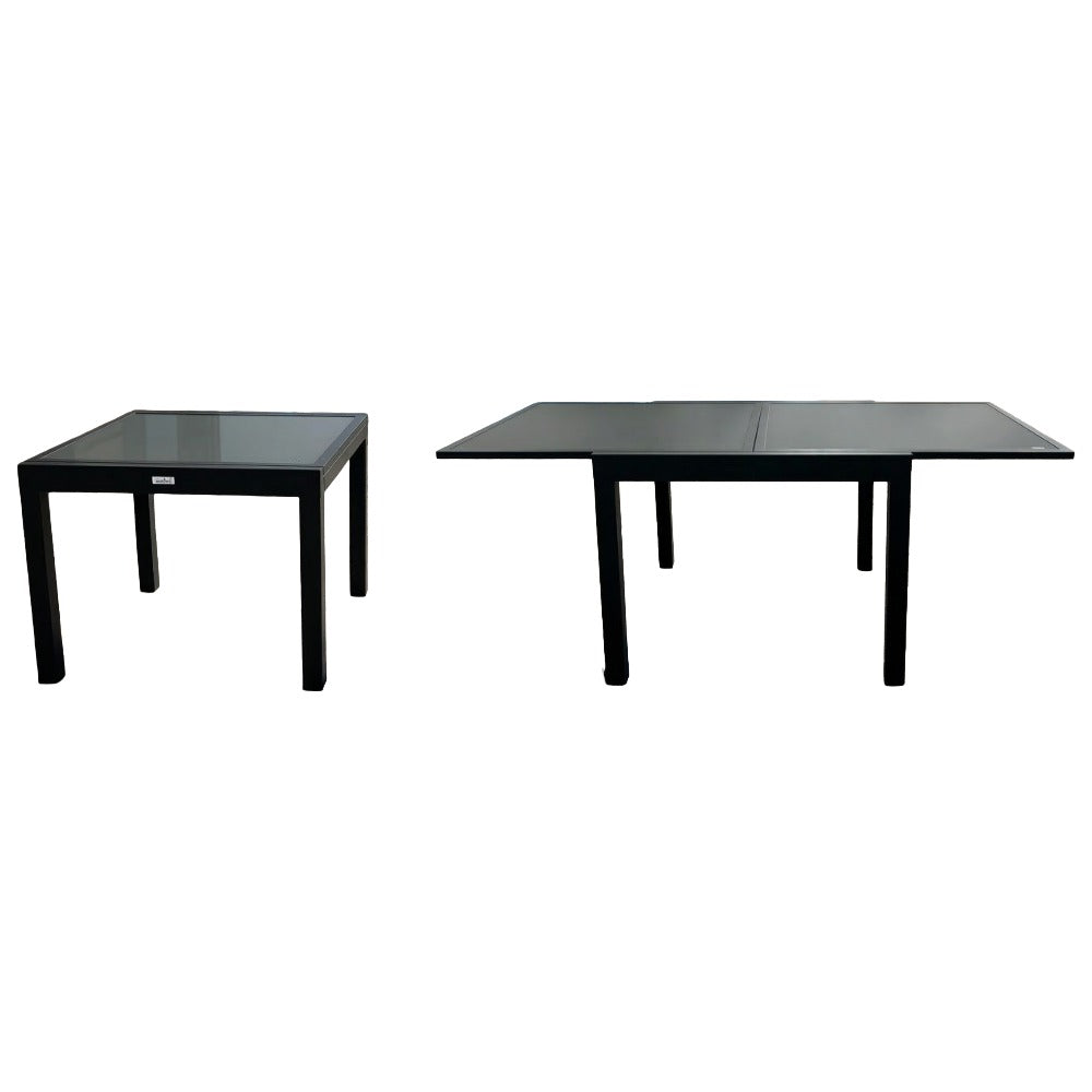 Table Emma Extensible Noir F72 / Verre Dépoli Noir 35x35x70