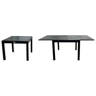 Table Emma Extensible Noir F72 / Verre Dépoli Noir 35x35x70