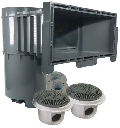 Écumoire DLX Charcoal pour Piscine Creusée Kit(2 Retours & 2 Drains de Fond)