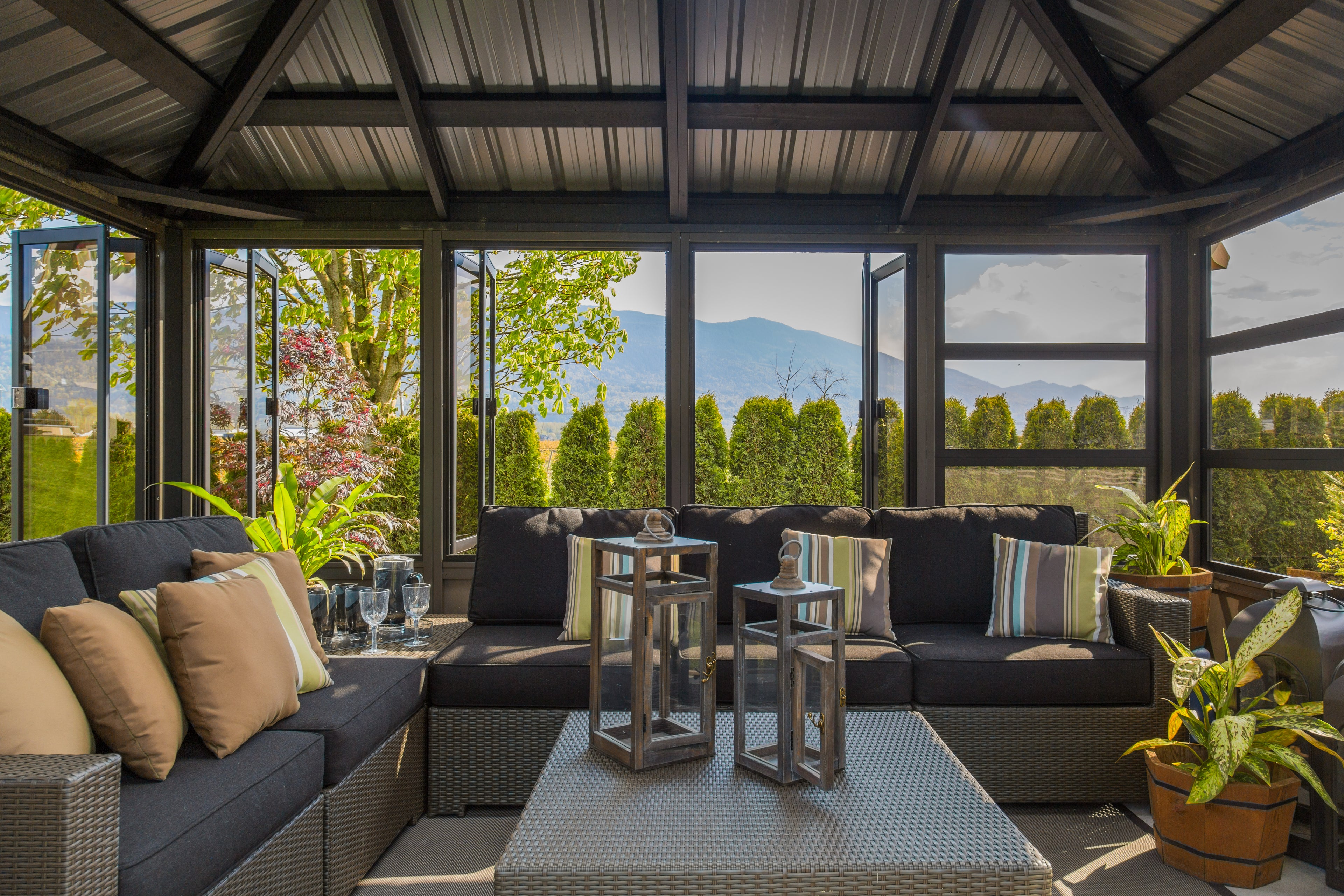 Pavillon Gazebo Stoneham 11' x 14' Gris de Visscher