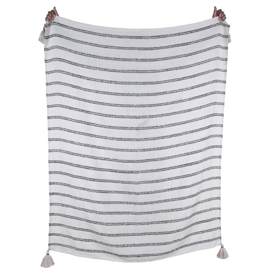 Jeté Natural 50" x 60" Naturel & Gris
